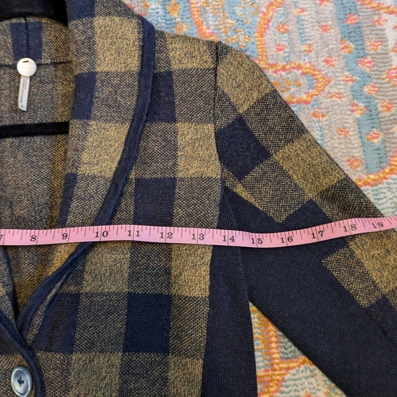 Margaret O' Leary Navy Yellow Plaid Soft Wool Blazer Size S - Picture 7 of 9